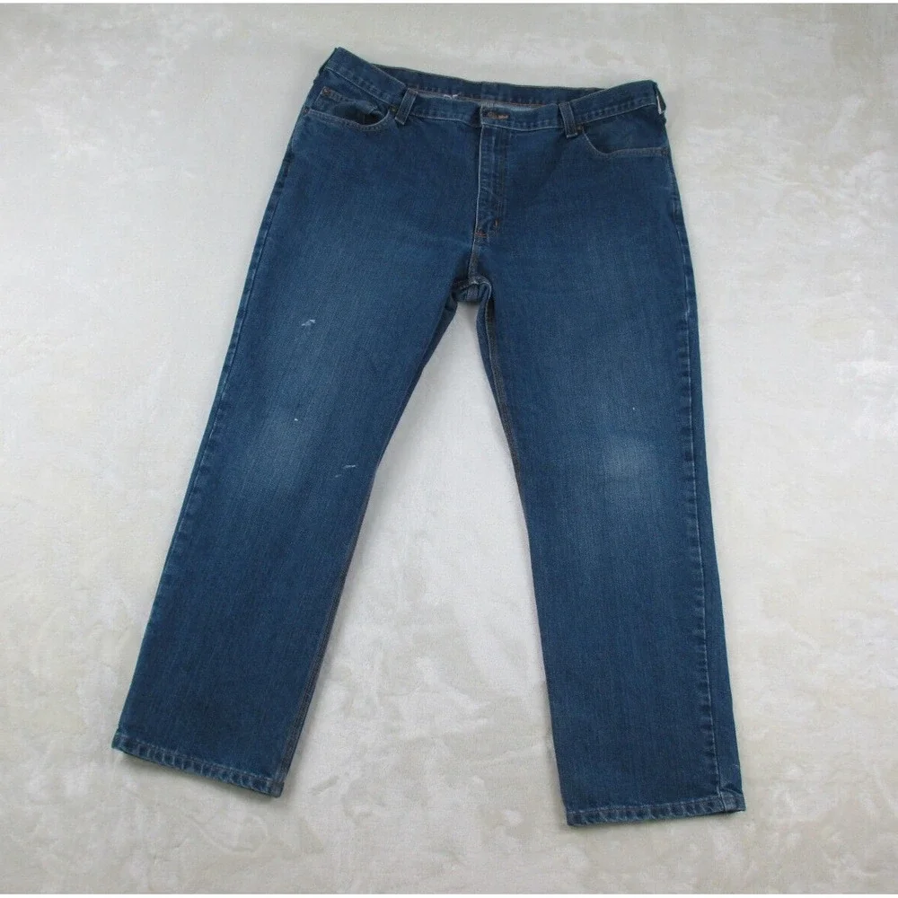 Carhartt Pants Mens 40 Blue Denim Jeans Straight Workwear‎ Casual 40X29*